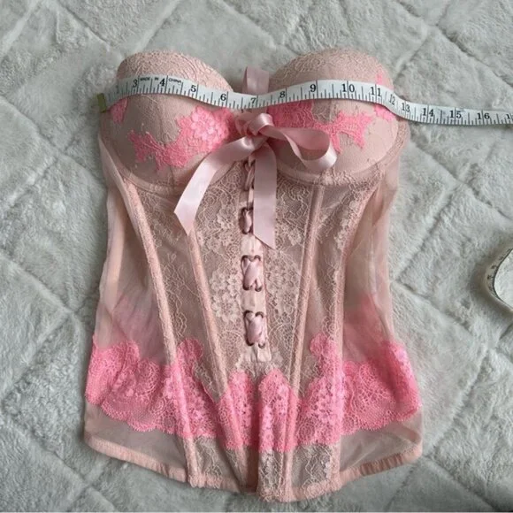 Victoria's SecretPink Front Lace Up Lace Bustier CorsetSize 34B